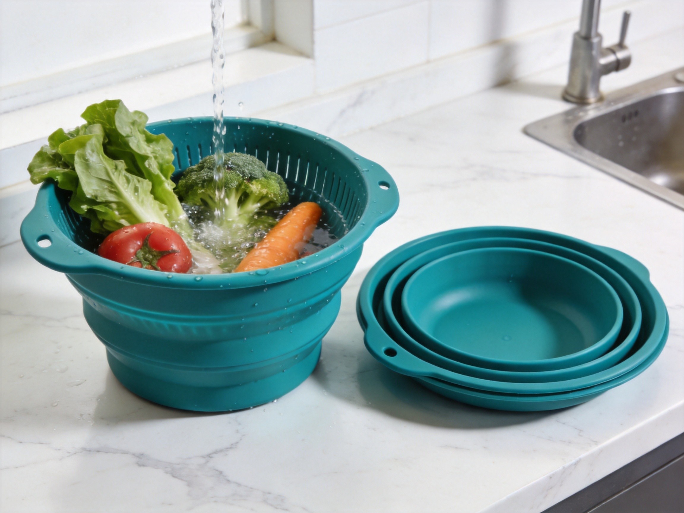 Silicone Collapsible Colander and Bowl Set