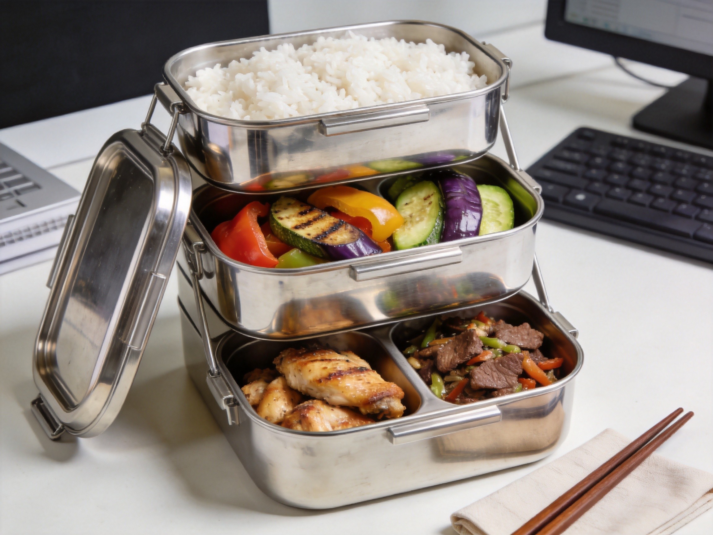 Stainless Steel 3-Tier Insulated Lunch Box